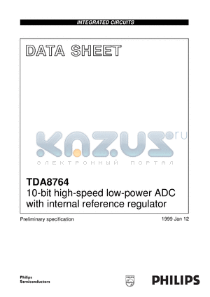 TDA8764TS/8/C1 datasheet - 10-bit high-speed low-power ADC with internal reference regulator