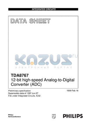 TDA8767H/1/C1 datasheet - 12-bit high-speed Analog-to-Digital Converter (ADC)