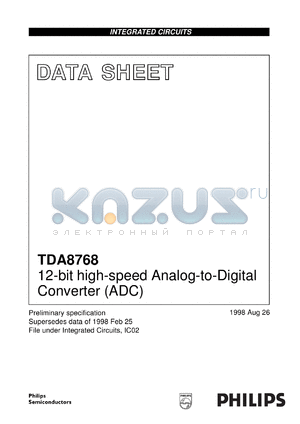 TDA8768AH/4/C1 datasheet - 12-bit high-speed Analog-to-Digital Converter (ADC)