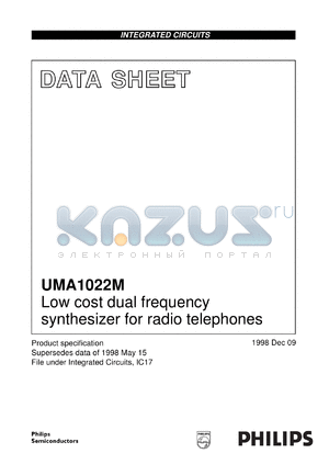 UMA1022M/C1 datasheet - Low cost dual frequency synthesizer for radio telephones