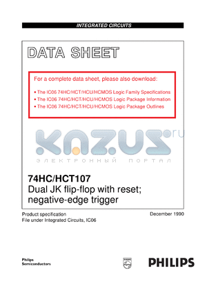 74HCT107U datasheet - Dual JK flip-flop with reset; negative-edge trigger