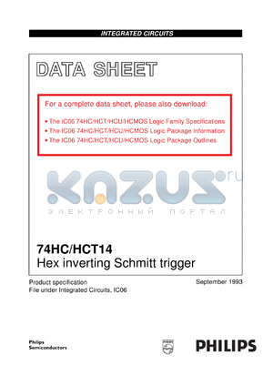 74HC14NB datasheet - Hex inverting Schmitt trigger