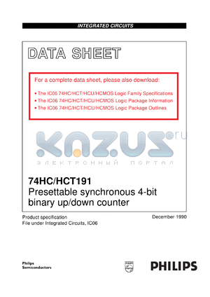 74HC191U datasheet - Presettable synchronous 4-bit binary up/down counter