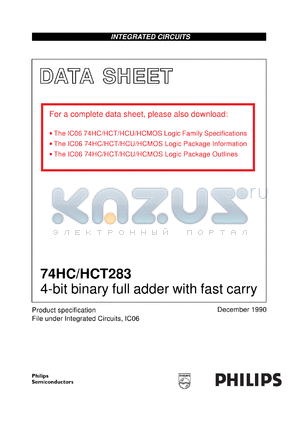 74HCT283N datasheet - 4-bit binary full adder with fast carry