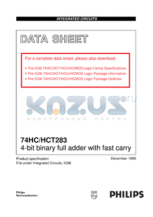 74HCT283U datasheet - 4-bit binary full adder with fast carry
