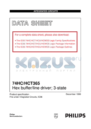 74HCT365NB datasheet - Hex buffer/line driver; 3-state