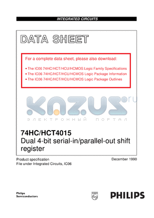 74HC4015DB datasheet - Dual 4-bit serial-in/parallel-out shift register
