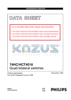 74HC4016U datasheet - Quad bilateral switches
