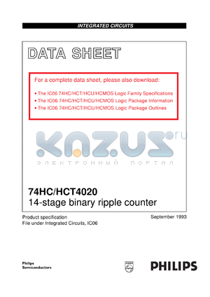 74HC4020U datasheet - 14-stage binary ripple counter