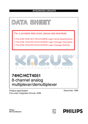 74HCT4051U datasheet - 8-channel analog multiplexer/demultiplexer