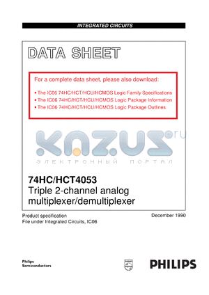 74HC4053NB datasheet - Triple 2-channel analog multiplexer/demultiplexer