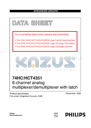 74HC4351U datasheet - 8-channel analog multiplexer/demultiplexer with latch