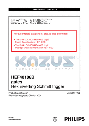 HEF40106BDB datasheet - Hex inverting Schmitt trigger