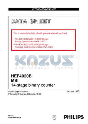 HEF4020BDB datasheet - 14-stage binary counter