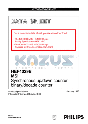 HEF4029BDB datasheet - Synchronous up/down counter, binary/decade counter