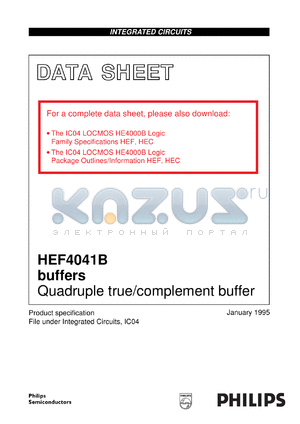 HEF4041BDB datasheet - Quadruple true/complement buffer