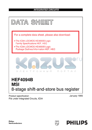 HEF4094BDB datasheet - 8-stage shift-and-store bus register