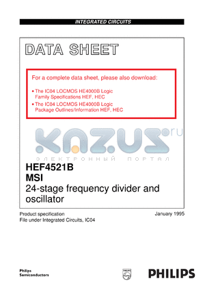 HEF4521BU datasheet - 24-stage frequency divider and oscillator