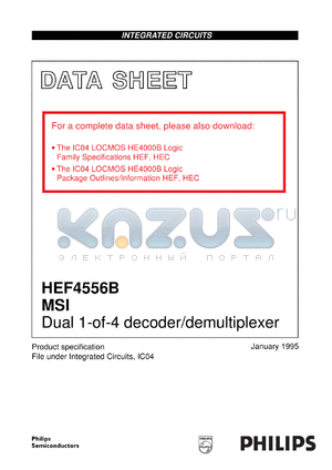 HEF4556BPB datasheet - Dual 1-of-4 decoder/demultiplexer