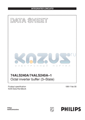 N74ALS240A-1D datasheet - Octal inverter buffer (3State)