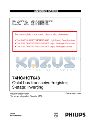 74HCT648U datasheet - Octal bus transceiver/register; 3-state; inverting