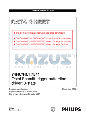 74HC7541D datasheet - Octal Schmitt trigger buffer/line driver; 3-state