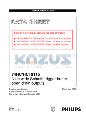 74HC9115U datasheet - Nine wide Schmitt trigger buffer; open drain outputs