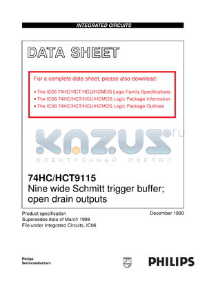 74HCT9115D datasheet - Nine wide Schmitt trigger buffer; open drain outputs