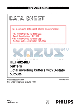 HEF40240BDB datasheet - Octal inverting buffers with 3-state outputs
