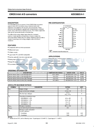 ADC0804LCD datasheet - CMOS 8-bit A/D converters