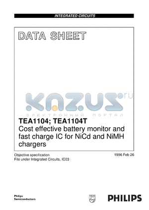 TEA1104T/N2 datasheet - Cost effective fast charge IC for NiCd and NiMH