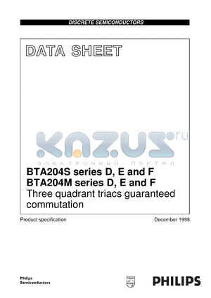 BTA204S-600E datasheet - Three quadrant triacs guaranteed commutation