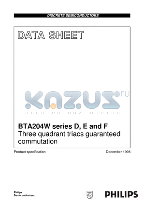 BTA204W-600D datasheet - Three quadrant triacs guaranteed commutation