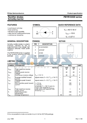 PBYR1035D datasheet - Rectifier diodes Schottky barrier