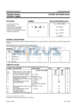 BYV42EX-100 datasheet - Rectifier diodes ultrafast, rugged