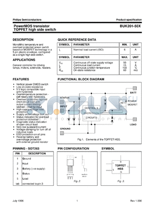 BUK201-50X datasheet - PowerMOS transistor TOPFET high side switch