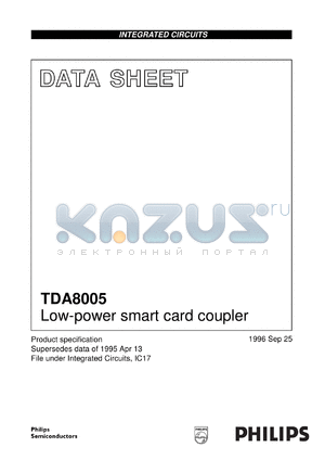 TDA8005G/C107 datasheet - Low-power (3 V/5 V) smart card coupler
