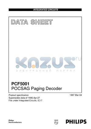 PCF5001U datasheet - POCSAG Paging Decoder