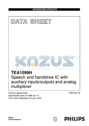 TEA1099H/C1 datasheet - Speech and handsfree IC with auxiliary inputs/outputs and analog multiplexer