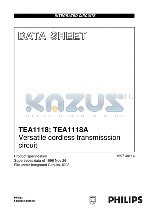 TEA1118T/C1 datasheet - Versatile cordless transmisssion circuit
