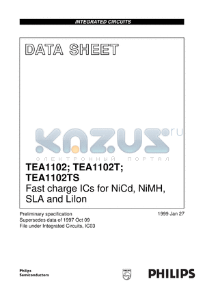 TEA1102TS/N3 datasheet - Fast charge ICs for NiCd, NiMH, SLA and LiIon