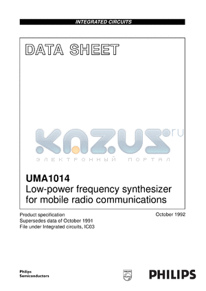 UMA1014T/C2 datasheet - Low-power frequency synthesizer for mobile radio communications