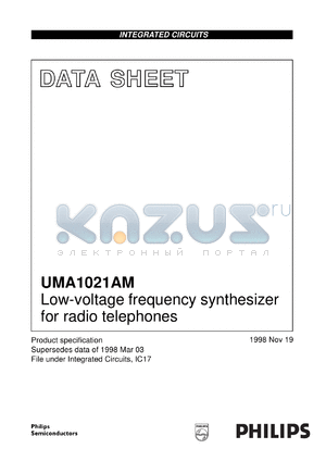 UMA1021AM/C1 datasheet - Low-voltage frequency synthesizer for radio telephones