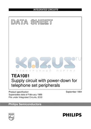 TEA1081/C2 datasheet - Supply circuit with power-down for telephone set peripherals