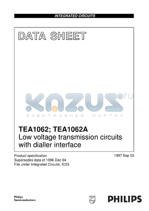 TEA1062/C3 datasheet - Low voltage transmission circuits with dialler interface