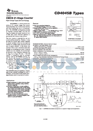 CD4045BE datasheet - CMOS 21-STAGE COUNTER