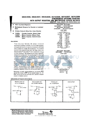 SNJ54LS697FK datasheet - SYNCHRONOUS UP/DOWN COUNTERS WITH OUTPUT REGISTERS AND MULTIPLEXED 3-STATE OUTPU