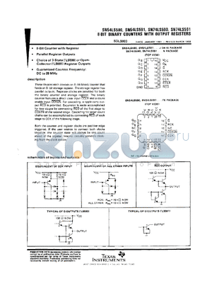 SN74LS590D datasheet - 8-BIT BINARY COUNTERS WITH OUTPUT REGISTERS AND 3-STATE OUTPUTS