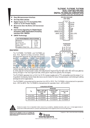 TLC7628CDWR datasheet - 8-BIT, 0.1 US DUAL MDAC, PARALLEL OUT, FAST CONTROL SIGNALLING FOR DSP