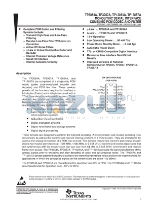 TP13054ADWR datasheet - COMBINATION CODEC/FILTER